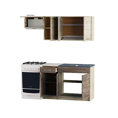 Кухня 1.8м ЕКО 1800  Сонома/Трюфель Без стільниці, фото 2