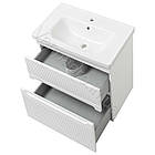 Тумба навісна ЮВВІС Aria ТПБ-2 Д біла матова з умивальником Fenova 65 см, фото 2