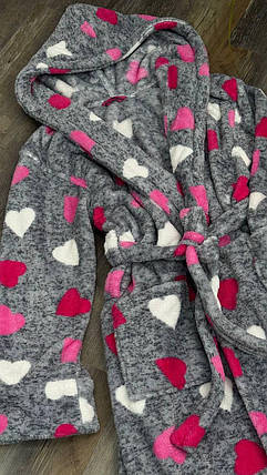 Жіночий довгий махровий халат із поясом сірого кольору Туреччина, фото 1