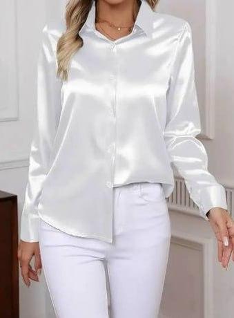 Біла шовкова сорочка, РОЗМІР ТІЛЬКИ 50, фото 1