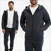 Чоловічий зимовий спортивний костюм із тринитки теплий на блискавці кофта та штани графіт