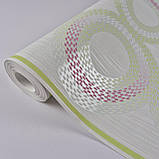 Шпалери вінілові на флізеліні 0.53×10.05 м Marburg 56742,молочні із салатовими та рожевими відтінками для спальні,вітальні,дитячої, фото 4