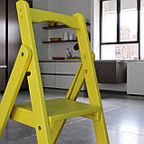Розкладна дерев'яна драбина Скіні на 3 сходинки з дерева Вільха жовтий, фото 3