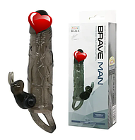 Насадка на член із вібрацією "Brave man" з кліторальним вібростимулятором і кільцем