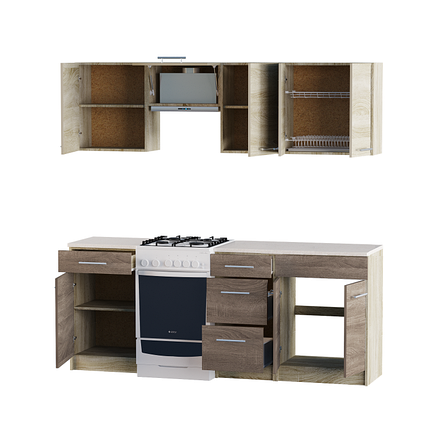 Кухня 2м ЕКО 2000 Сонома/Трюфель Без стільниці, фото 2