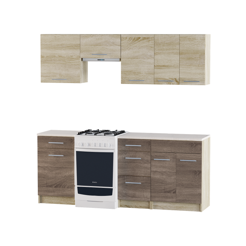 Кухня 2м ЕКО 2000  Сонома/Трюфель Без стільниці