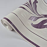 Шпалери вінілові на флізеліні 0.53 × 10.05 м Marburg 56732, світло-бежеві з фіолетовим малюнком — для спальні, вітальні, коридору, фото 5