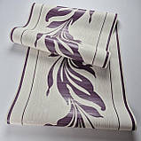 Шпалери вінілові на флізеліні 0.53 × 10.05 м Marburg 56732, світло-бежеві з фіолетовим малюнком — для спальні, вітальні, коридору, фото 3