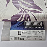 Шпалери вінілові на флізеліні 0.53 × 10.05 м Marburg 56732, світло-бежеві з фіолетовим малюнком — для спальні, вітальні, коридору, фото 6