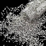 Металізована крихта, велика уп. 80 г (L), колір срібло, пластикова коробка.