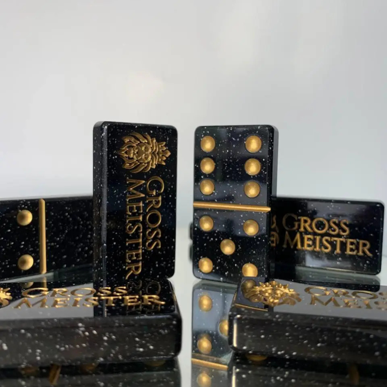 Доміно з чорного акрилового каменю 57×27×10мм подарункове, фото 1