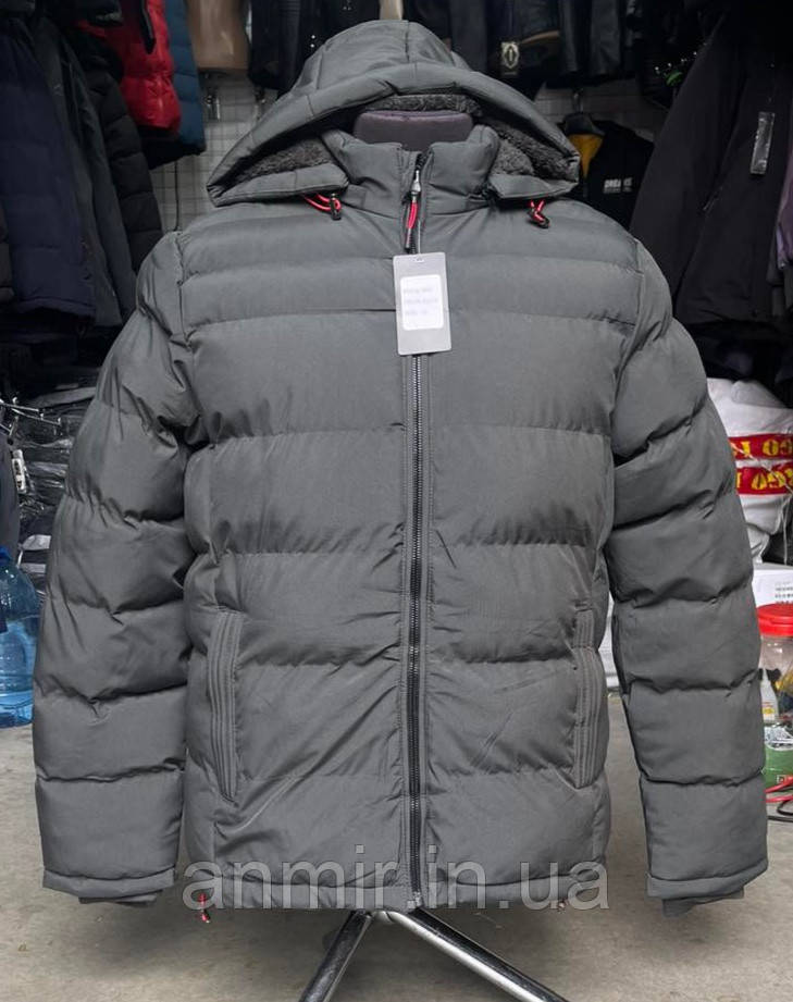 Чоловіча куртка єврозима пряма стьобана з капюшоном норма 48-56, колір сірий