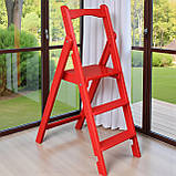 Розкладна дерев'яна драбина Скіні на 3 сходинки  з дерева Вільха червона, фото 2