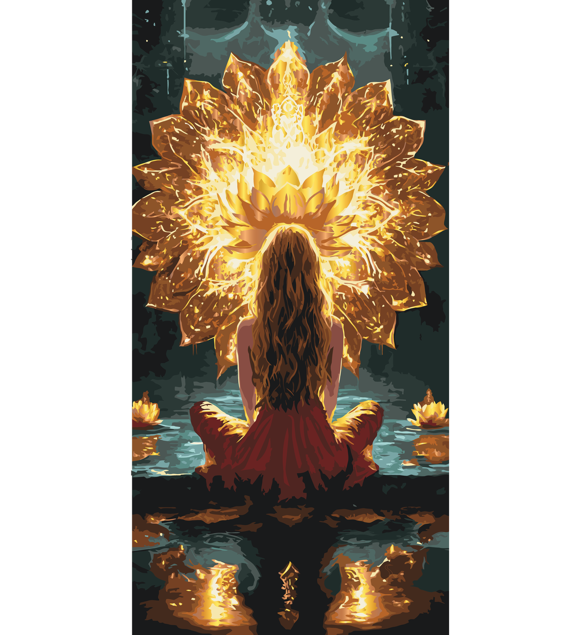 Картина за номерами 40×80 см Kontur. Медитація. Золота мандала з фарбами металік DS0708, фото 1