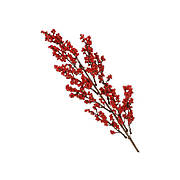 Штучна гілка 63 см Флористичний матеріал для декору з глянсовими ягодами Червона