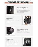 Кавомашина крапельна компактна кавоварка для дому Sokany 700 Вт Електрокавоварка для кави в зернах для домашнього користування, фото 4