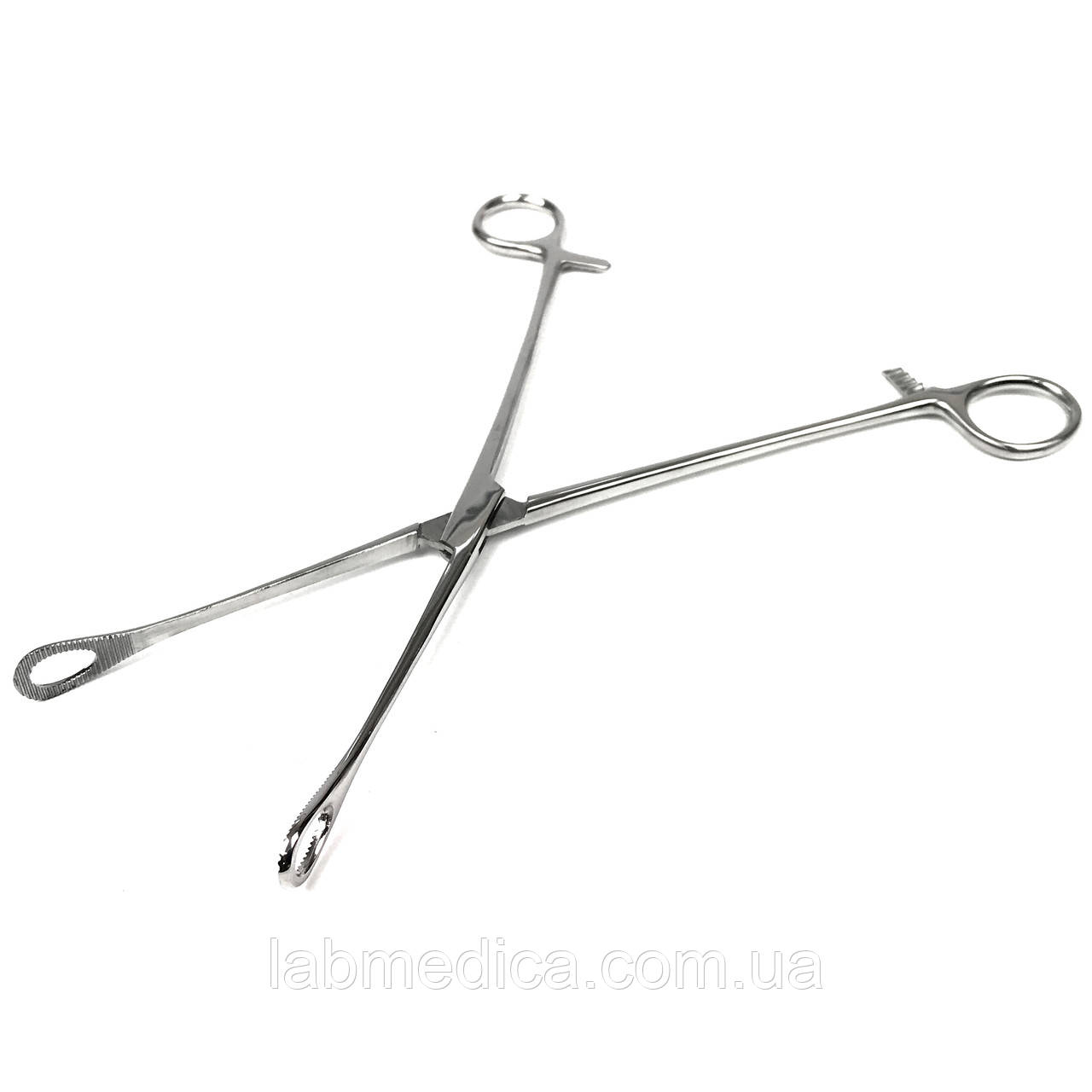 Щипці-борцанг із кремальєрою прямі з шириною губок 14 мм через Foerster. Довжина 26 см SURGIWELOMED, фото 1