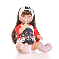 Детская большая кукла реборн девочка с длинными волосами в одежде и с аксессуарами Высота 53 Куклы Reborn для девочек