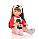 Дитяча велика лялька реборн дівчинка з довгим волоссям в одязі та з аксесуарами Висота 53 Ляльки Reborn для дівчаток, фото 5