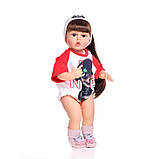 Дитяча велика лялька реборн дівчинка з довгим волоссям в одязі та з аксесуарами Висота 53 Ляльки Reborn для дівчаток, фото 6
