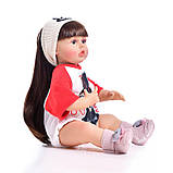 Дитяча велика лялька реборн дівчинка з довгим волоссям в одязі та з аксесуарами Висота 53 Ляльки Reborn для дівчаток, фото 7