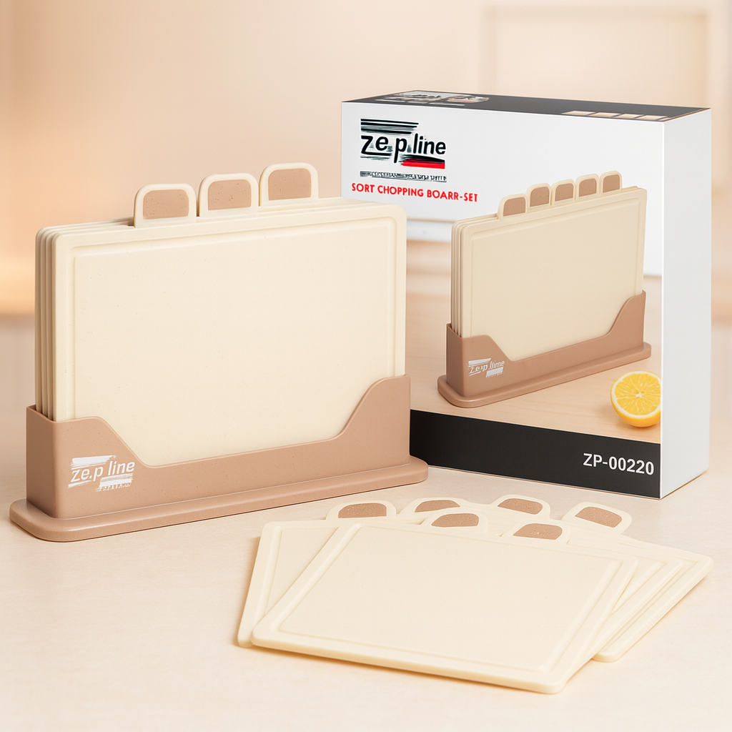Кухонний набір дощок Zepline ZP-00220 Коричневий — 5 штук, зі зручною підставкою
