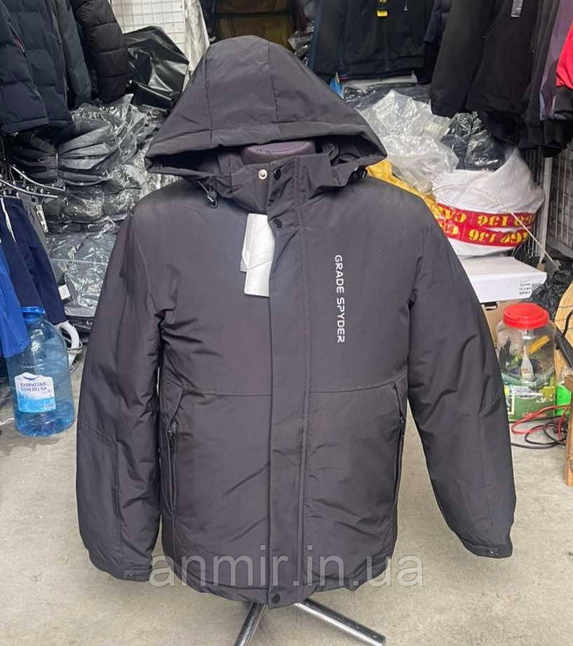 Куртка єврозима чоловіча пряма з капюшоном ЛОГОТИП норма 48-56, колір чорний