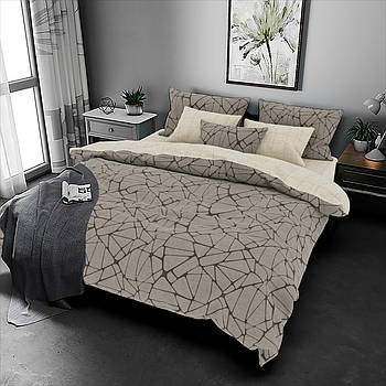 Постільна білизна Королева Ночі (Бязь) | Полуторний комплект | 50х70 | Абстракція на бежевому