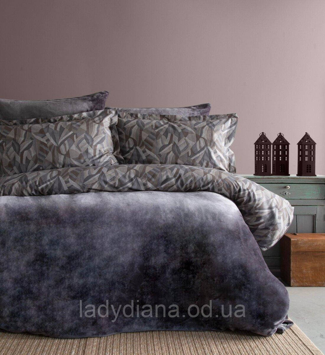 Постільна білизна велюрова з бавовною зимова тепла м'яка двоспальна євро 200*220 см Туреччина Apricitas, фото 1