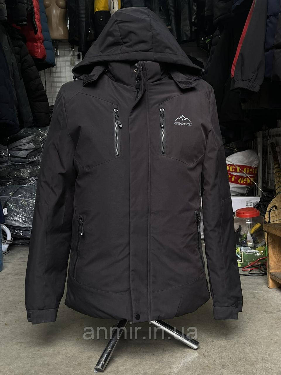 Куртка єврозима чоловіча пряма з капюшоном ЛОГОТИП норма 50-58, колір чорний