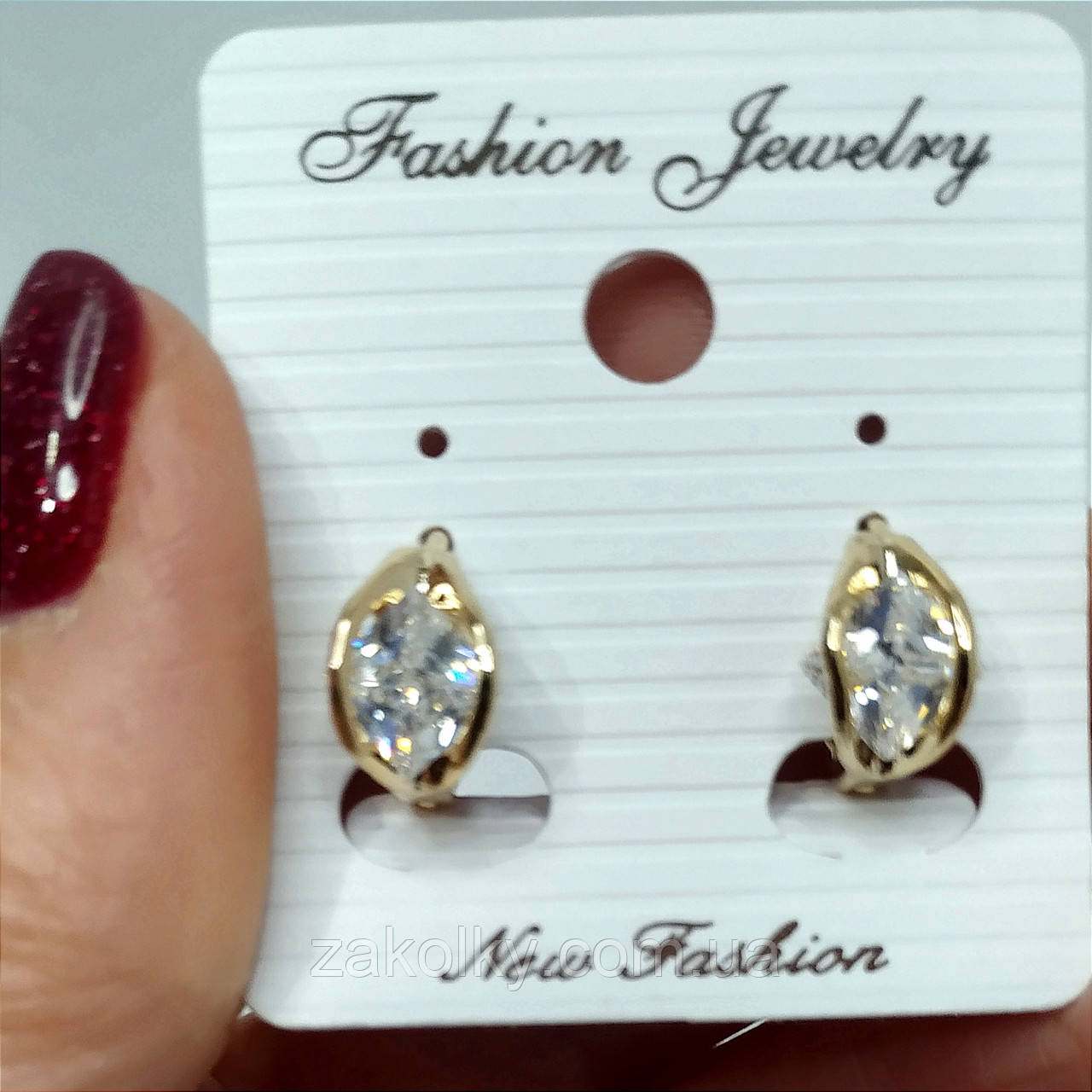 Сережки "Капелька камінь золото".