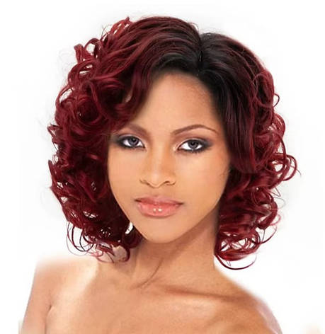 Перука бордова кучерява, термоволокно VC 3030-1, фото 1