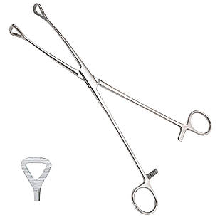 Щипці для захоплення післяпологової шийки матки через Duval. Довжина 26 см, ширина 23 мм SURGIWELOMED