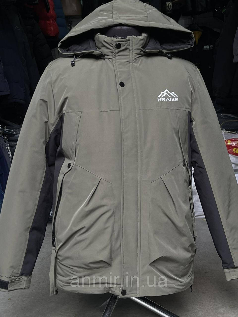 Куртка єврозима чоловіча пряма з капюшоном ЛОГОТИП норма 48-56, чорна з молочним