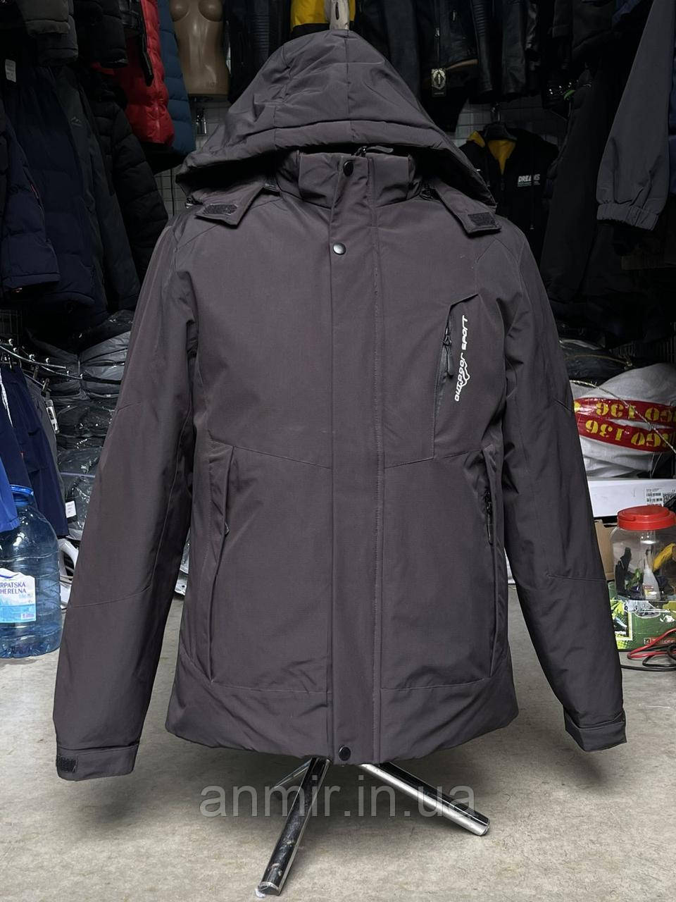 Куртка єврозима чоловіча пряма з капюшоном ЛОГОТИП норма 50-58, колір чорний