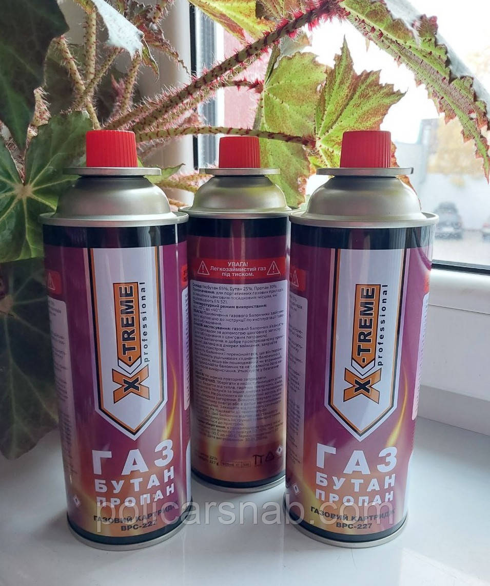 Балон газовий X-TREME ВРC-227 для портативних газових приладів 227 гр газовий картридж зріджений пропан бутан, фото 1