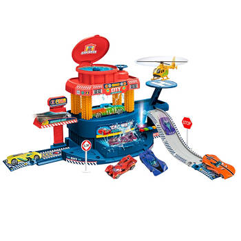 Ігровий набір "Автомийка" (звук, світло, ллється вода, машина 6шт-змінює колір, вертоліт, метал, 39 деталей) 660-S16