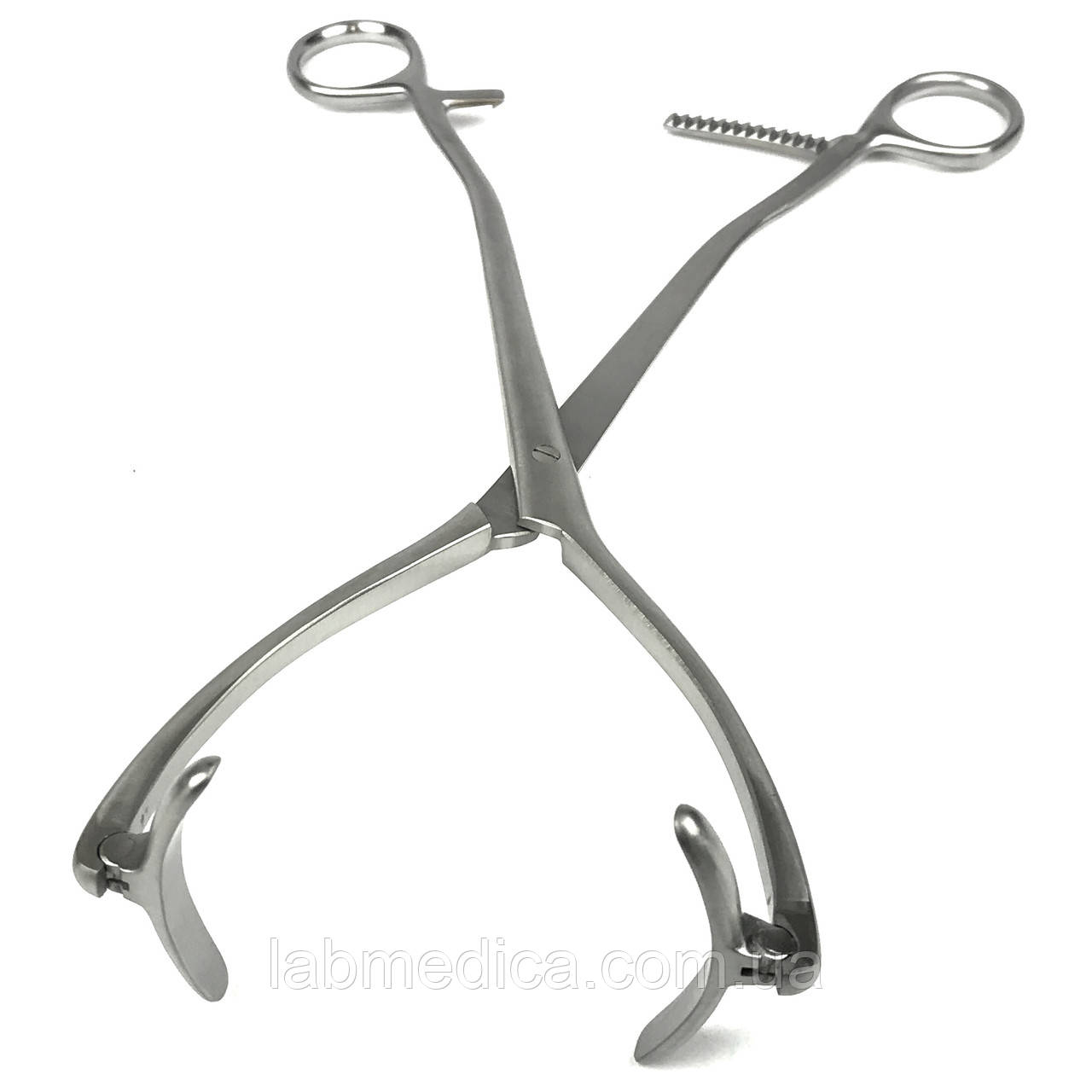 Щипці для підняття каналу шийки матки через Collin. Довжина 25 см, ширина р.ч. 4,5 см SURGIWELOMED, фото 1