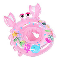 Надувний круг "Краб" з ручками для дітей віком 12-36 місяців, рожевий колір