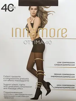 Колготки 40 ден з шортиками та розподіленим тиском по ніжкам Innamore Ottima 40 чорного бежевого кольорів розміри 3 4 5 6