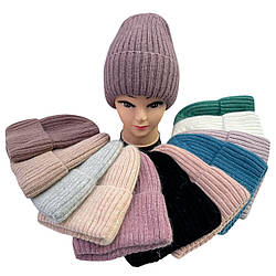 Жіноча ангорова шапка повністю на флісі Розмір: 54- 59 (DNJ-17334)