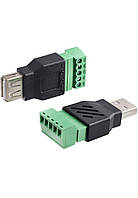 Перехідник USB 2.0 Type-A тато штекер на клеммники 5pin адаптер для підключення проводів