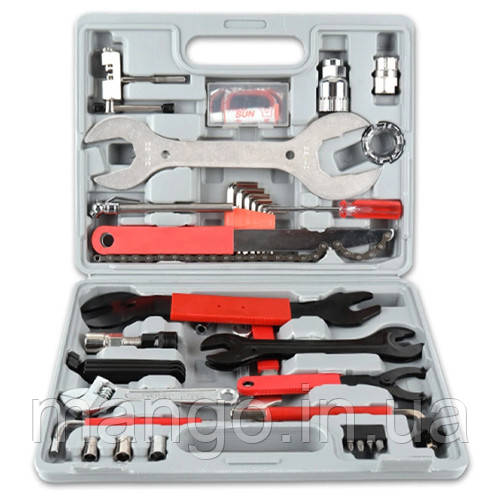 Набір професійний для ремонту та обслуговування велосипеда 44 предметів у кейсі, фото 1