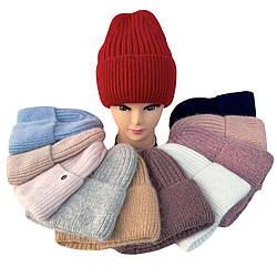 Зимова жіноча ангорова шапка (Повністю на Флісі) Розмір: 54- 59 (DNJ-17335)