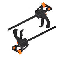 Струбцина F-образна триггерна швидкозажимна, розкриття 210 мм, надійний інструмент для фіксації деталей з дерева та металу