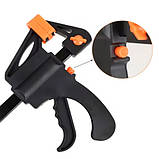 Струбцина F-образна триггерна швидкозажимна, розкриття 210 мм, надійний інструмент для фіксації деталей з дерева та металу, фото 8