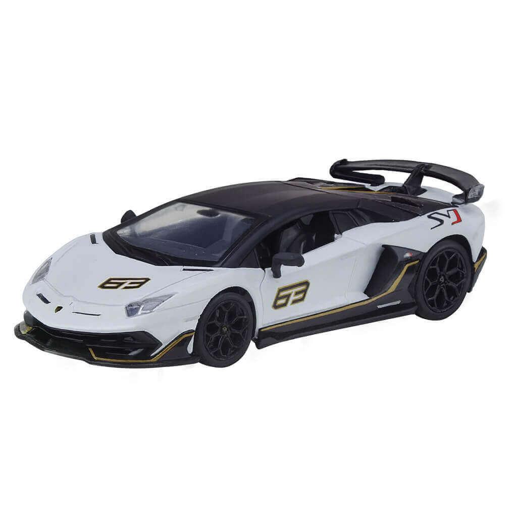 Металева машинка Автопром Lamborghini Aventador SVJ 1:24 біла — зі світлом, звуком і дверима, що відкриваються, арт. 68269A-2, фото 1