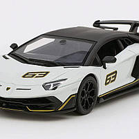 Металева машинка Автопром Lamborghini Aventador SVJ 1:24 біла — зі світлом, звуком і дверима, що відкриваються, арт. 68269A-2, фото 4
