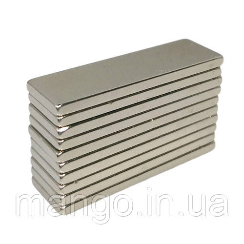 Набір із 10 потужних неодимових магнітів 30x10x2 мм, клас N35, фото 1