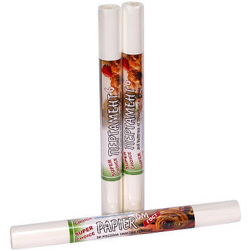 Білий пергаментний папір для випічки Набір 3 рулони ширина 38 см довжина 6 метрів з силіконовим покриттям